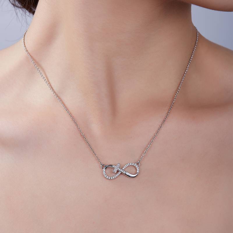 十字密镶无限的爱吊坠S925银莫桑钻厘石D级0.19CT
